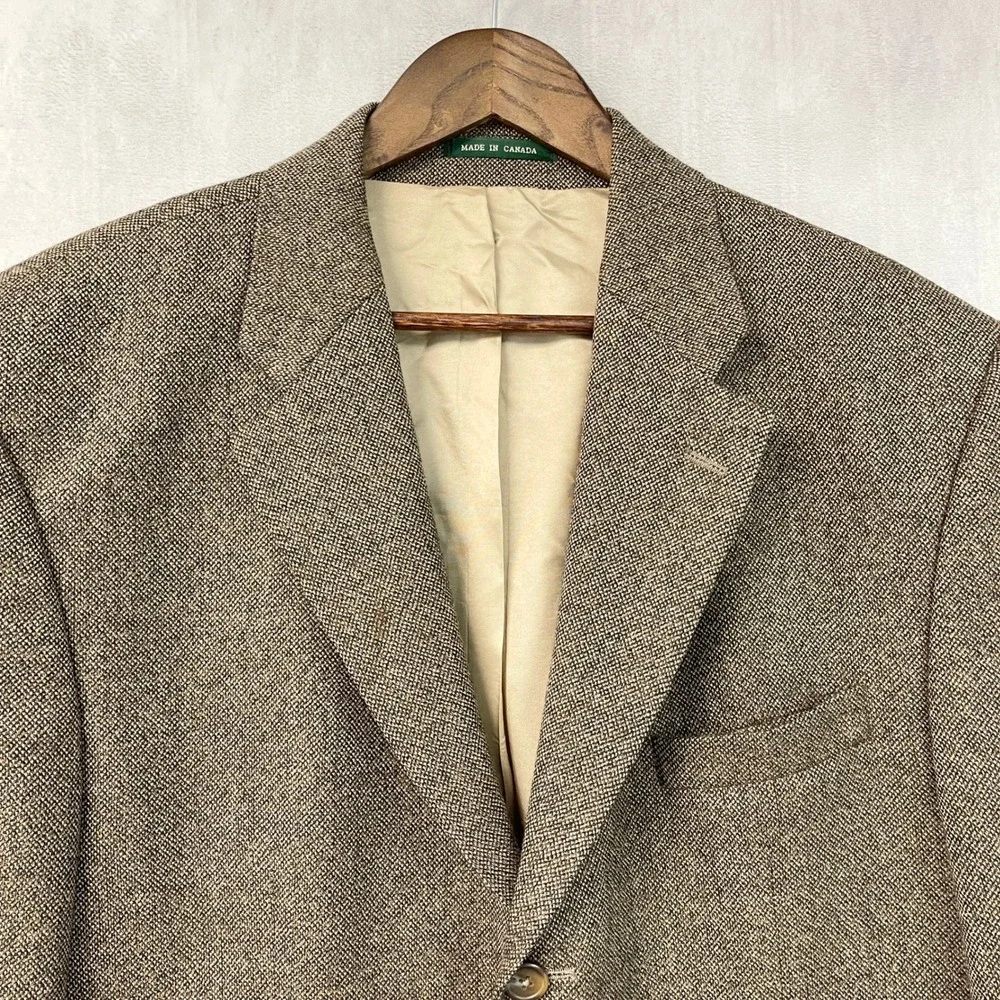 Lauren Ralph Lauren Mens Sport Coat 44R Brown Wool Tweed Blazer Dark Academia